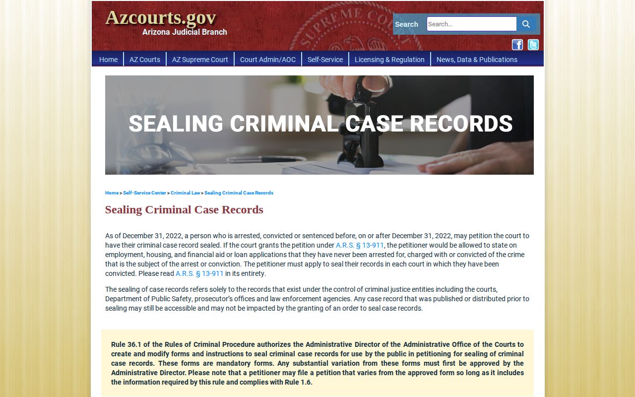 Arizona sealing forms for Apache County arrest records